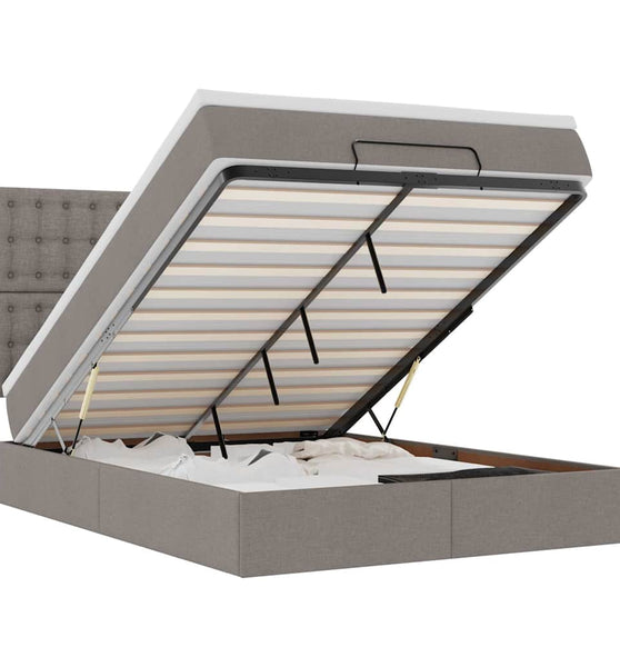 Ottoman-Bett mit Matratze & LEDs Taupe 140x200 cm Stoff