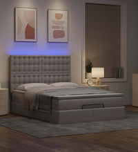 Ottoman-Bett mit Matratze & LEDs Taupe 140x200 cm Stoff