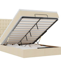 Ottoman-Bett mit Matratze & LEDs Creme 140x200 cm Stoff