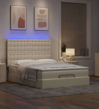 Ottoman-Bett mit Matratze & LEDs Creme 140x200 cm Stoff