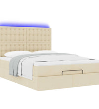 Ottoman-Bett mit Matratze & LEDs Creme 140x200 cm Stoff