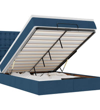 Ottoman-Bett mit Matratze & LEDs Blau 140x200 cm Stoff