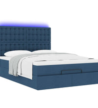 Ottoman-Bett mit Matratze & LEDs Blau 140x200 cm Stoff