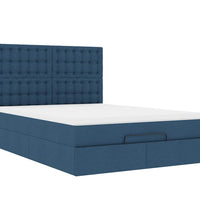 Ottoman-Bett mit Matratze & LEDs Blau 140x200 cm Stoff