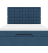 Ottoman-Bett mit Matratze & LEDs Blau 140x200 cm Stoff