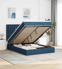 Ottoman-Bett mit Matratze & LEDs Blau 140x200 cm Stoff