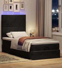 Ottoman-Bett mit Matratzen & LEDs Schwarz 80x200 cm Samt