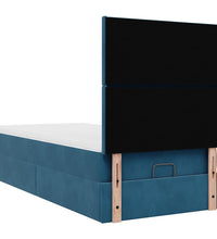 Ottoman-Bett mit Matratzen & LEDs Dunkelblau 80x200 cm Samt