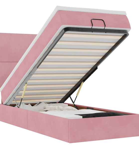 Ottoman-Bett mit Matratzen & LEDs Rosa 80x200 cm Samt