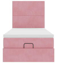 Ottoman-Bett mit Matratzen & LEDs Rosa 80x200 cm Samt