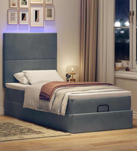 Ottoman-Bett mit Matratzen & LEDs Dunkelgrau 90x190 cm Samt