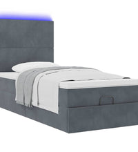 Ottoman-Bett mit Matratzen & LEDs Dunkelgrau 90x190 cm Samt