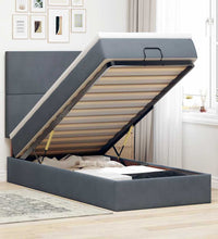 Ottoman-Bett mit Matratzen & LEDs Dunkelgrau 90x190 cm Samt