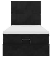 Ottoman-Bett mit Matratzen & LEDs Schwarz 90x190 cm Samt