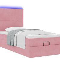Ottoman-Bett mit Matratzen & LEDs Rosa 90x190 cm Samt