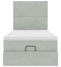 Ottoman-Bett mit Matratzen & LEDs Hellgrau 90x200 cm Samt