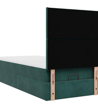 Ottoman-Bett mit Matratzen & LEDs Dunkelgrün 90x200 cm Samt
