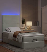 Ottoman-Bett mit Matratzen & LEDs Hellgrau 100x200 cm Samt