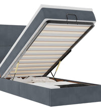 Ottoman-Bett mit Matratzen & LEDs Dunkelgrau 100x200 cm Samt