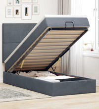 Ottoman-Bett mit Matratzen & LEDs Dunkelgrau 100x200 cm Samt