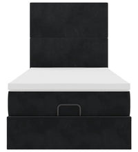 Ottoman-Bett mit Matratzen & LEDs Schwarz 100x200 cm Samt