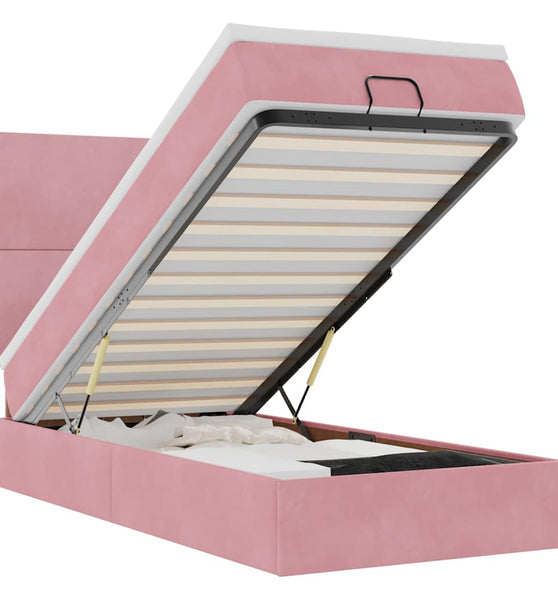 Ottoman-Bett mit Matratzen & LEDs Rosa 100x200 cm Samt