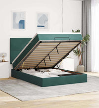 Ottoman-Bett mit Matratzen & LEDs Dunkelgrün 140x200 cm Samt