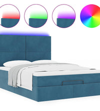 Ottoman-Bett mit Matratzen & LEDs Dunkelblau 140x200 cm Samt