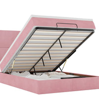 Ottoman-Bett mit Matratzen & LEDs Rosa 140x200 cm Samt