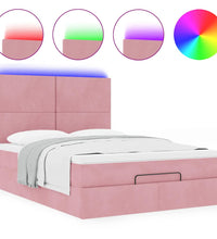 Ottoman-Bett mit Matratzen & LEDs Rosa 140x200 cm Samt