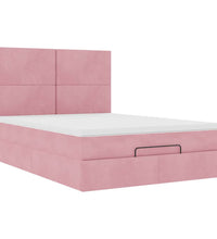 Ottoman-Bett mit Matratzen & LEDs Rosa 140x200 cm Samt