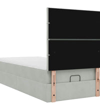 Ottoman-Bett mit Matratzen & LEDs Hellgrau 80x200 cm Samt