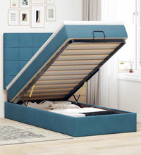 Ottoman-Bett mit Matratzen & LEDs Dunkelblau 80x200 cm Samt