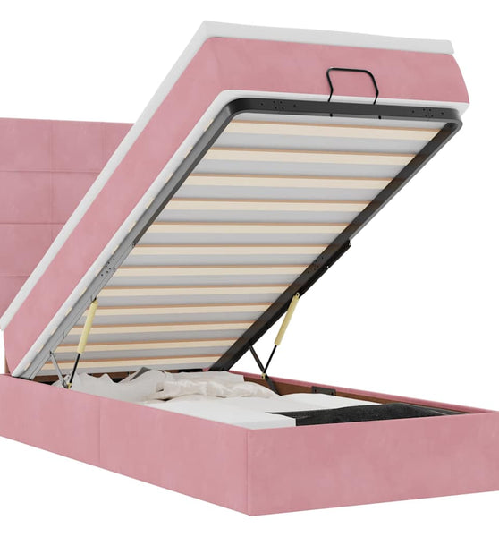 Ottoman-Bett mit Matratzen & LEDs Rosa 80x200 cm Samt