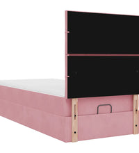 Ottoman-Bett mit Matratzen & LEDs Rosa 80x200 cm Samt