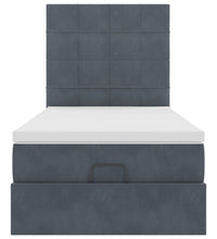 Ottoman-Bett mit Matratzen & LEDs Dunkelgrau 90x190 cm Samt