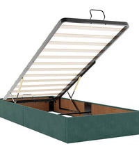 Ottoman-Bett mit Matratzen & LEDs Dunkelgrün 90x190 cm Samt