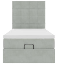 Ottoman-Bett mit Matratzen & LEDs Hellgrau 90x200 cm Samt