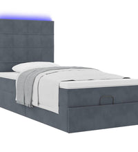 Ottoman-Bett mit Matratzen & LEDs Dunkelgrau 90x200 cm Samt