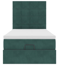 Ottoman-Bett mit Matratzen & LEDs Dunkelgrün 90x200 cm Samt