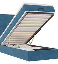 Ottoman-Bett mit Matratzen & LEDs Dunkelblau 90x200 cm Samt