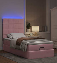 Ottoman-Bett mit Matratzen & LEDs Rosa 90x200 cm Samt