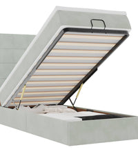 Ottoman-Bett mit Matratzen & LEDs Hellgrau 100x200 cm Samt