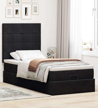 Ottoman-Bett mit Matratzen & LEDs Schwarz 100x200 cm Samt