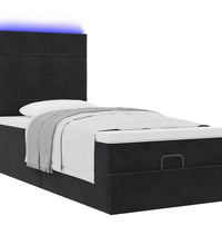 Ottoman-Bett mit Matratzen & LEDs Schwarz 100x200 cm Samt