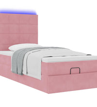 Ottoman-Bett mit Matratzen & LEDs Rosa 100x200 cm Samt