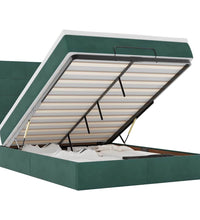 Ottoman-Bett mit Matratzen & LEDs Dunkelgrün 140x200 cm Samt