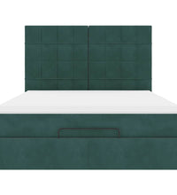 Ottoman-Bett mit Matratzen & LEDs Dunkelgrün 140x200 cm Samt
