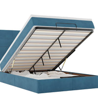 Ottoman-Bett mit Matratzen & LEDs Dunkelblau 140x200 cm Samt