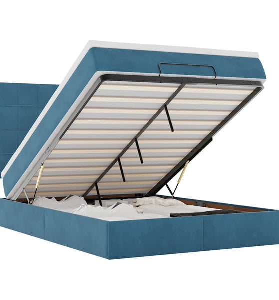 Ottoman-Bett mit Matratzen & LEDs Dunkelblau 140x200 cm Samt